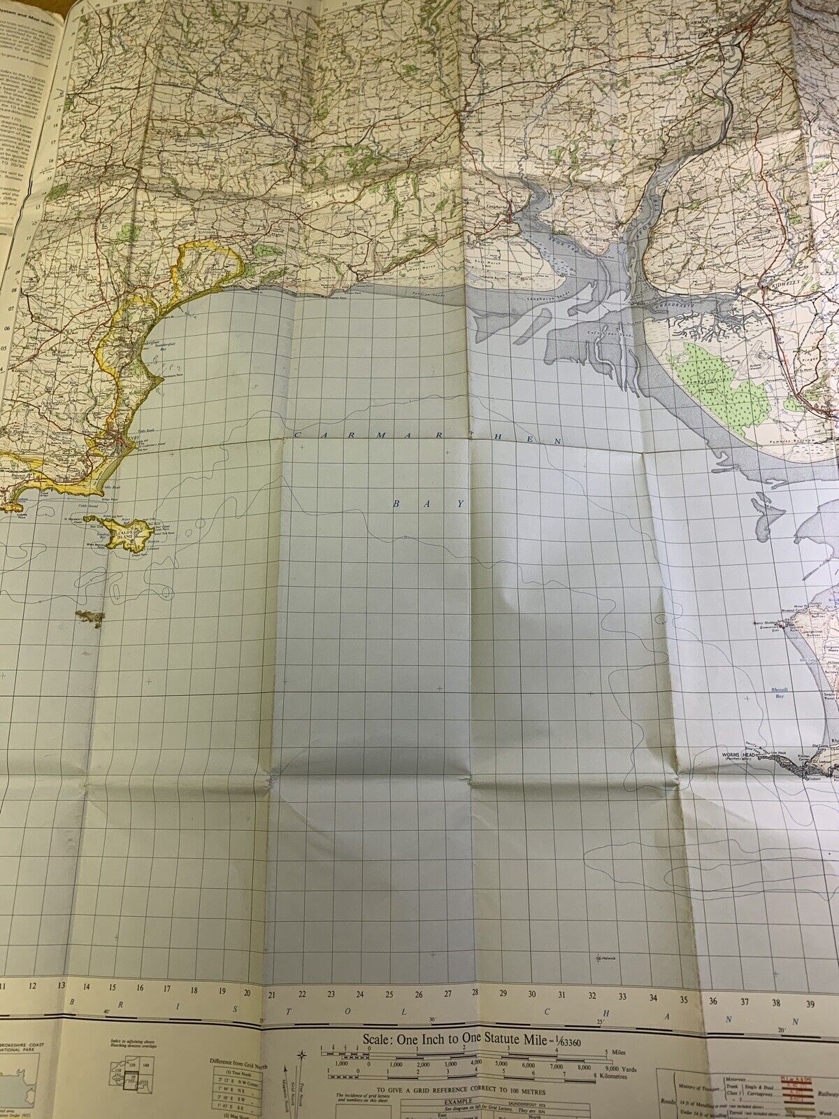 Carmarthen & Tenby South Wales -  Ordnance Survey Map One Inch 1966 Sheet 152