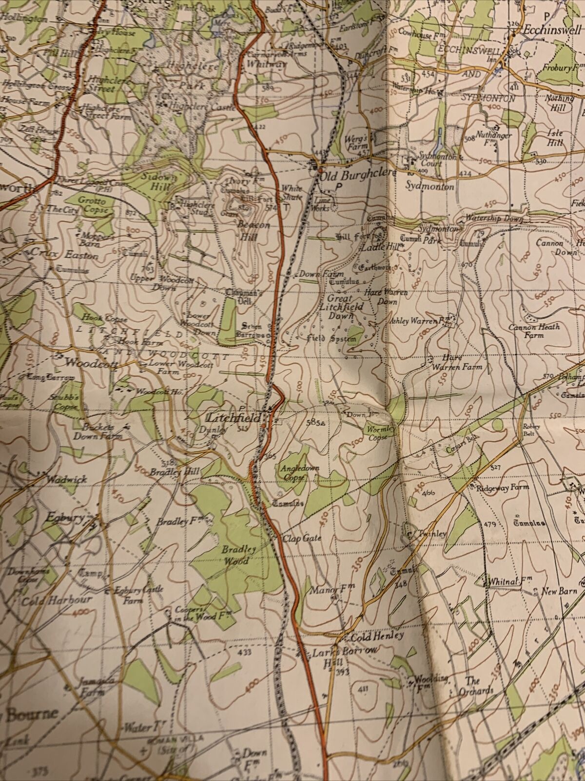 WINCHESTER Ordnance Survey Sixth Series Paper Map 1945 Sheet 168 Andover Bighton