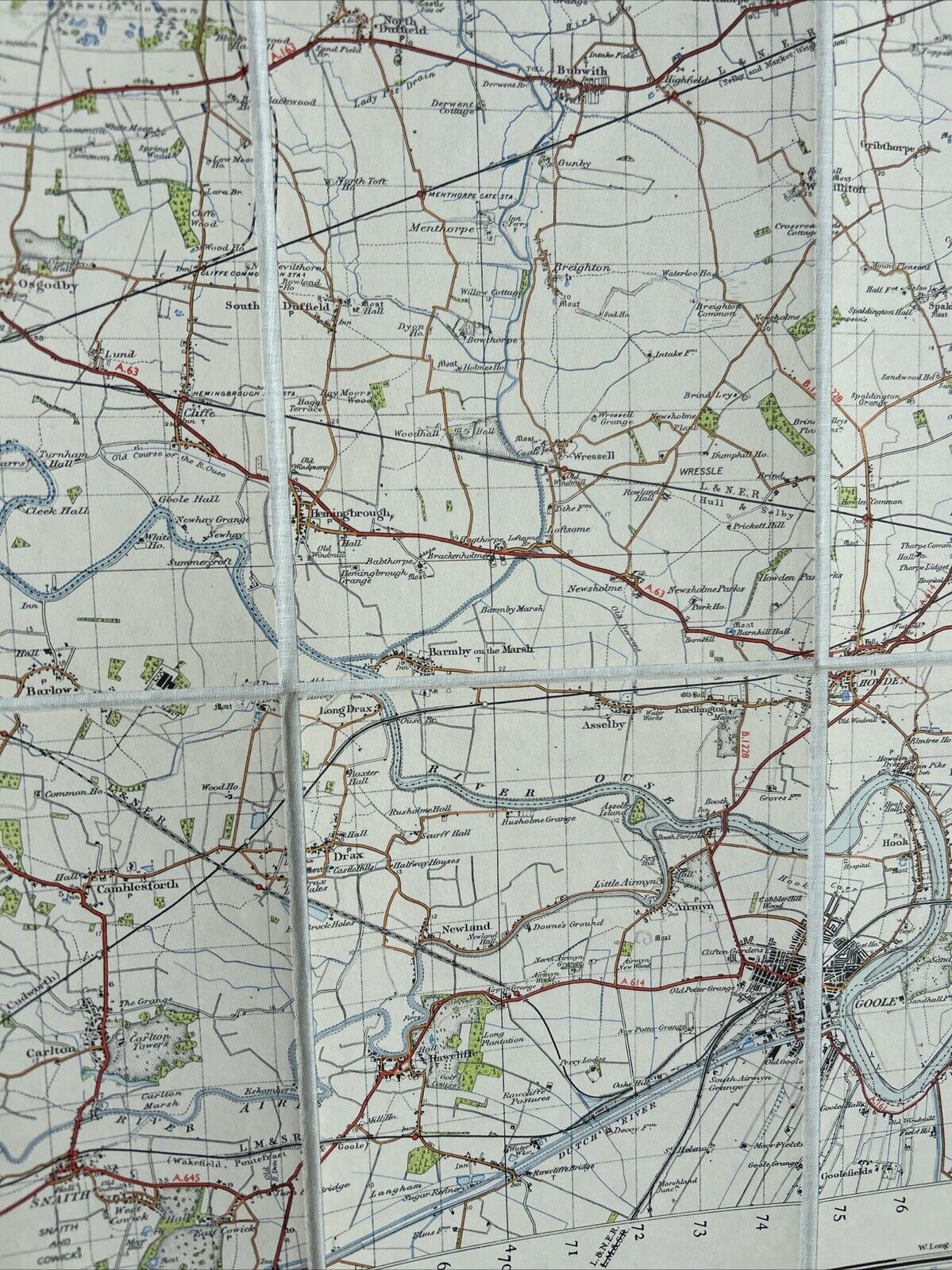 YORK Ordnance Survey Cloth One In Map 1947  Sixth Edition Sheet 97 Dissected