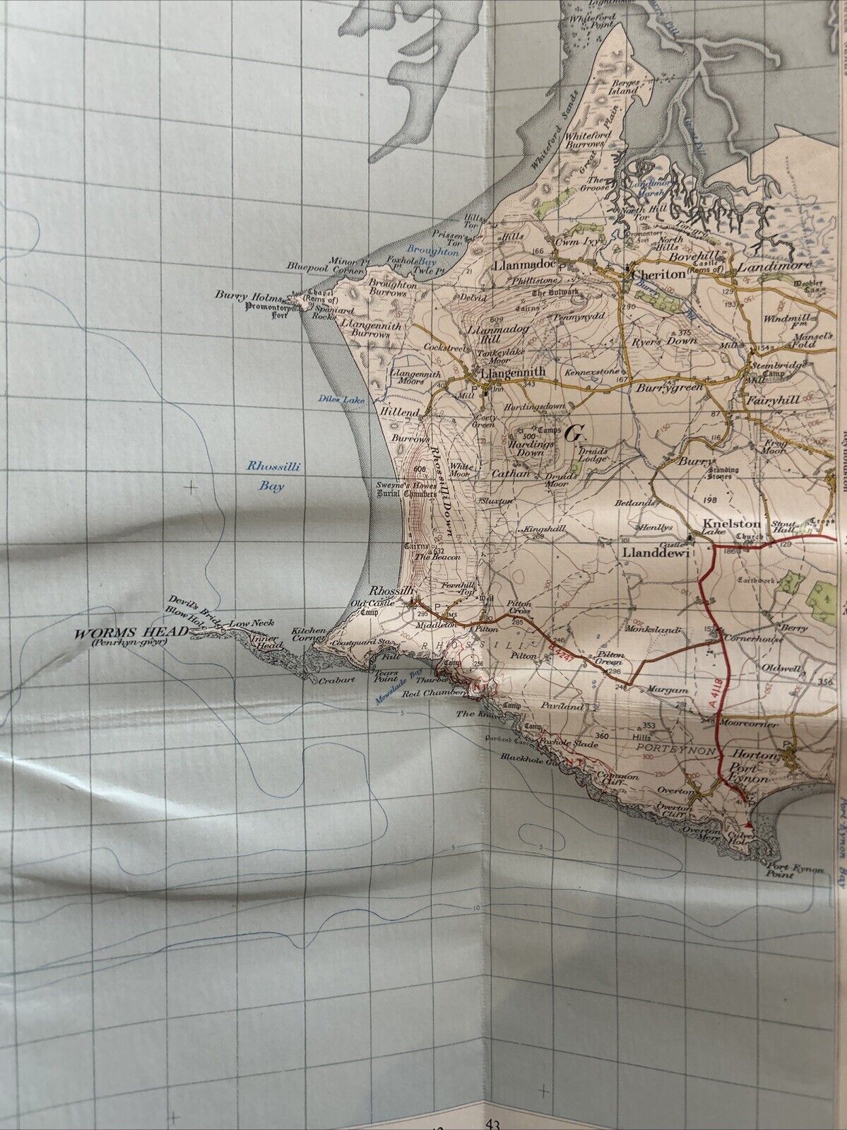 CARMARTHEN & TENBY No 152 1952 CLOTH Seventh Series Ordnance Survey One Inch Map