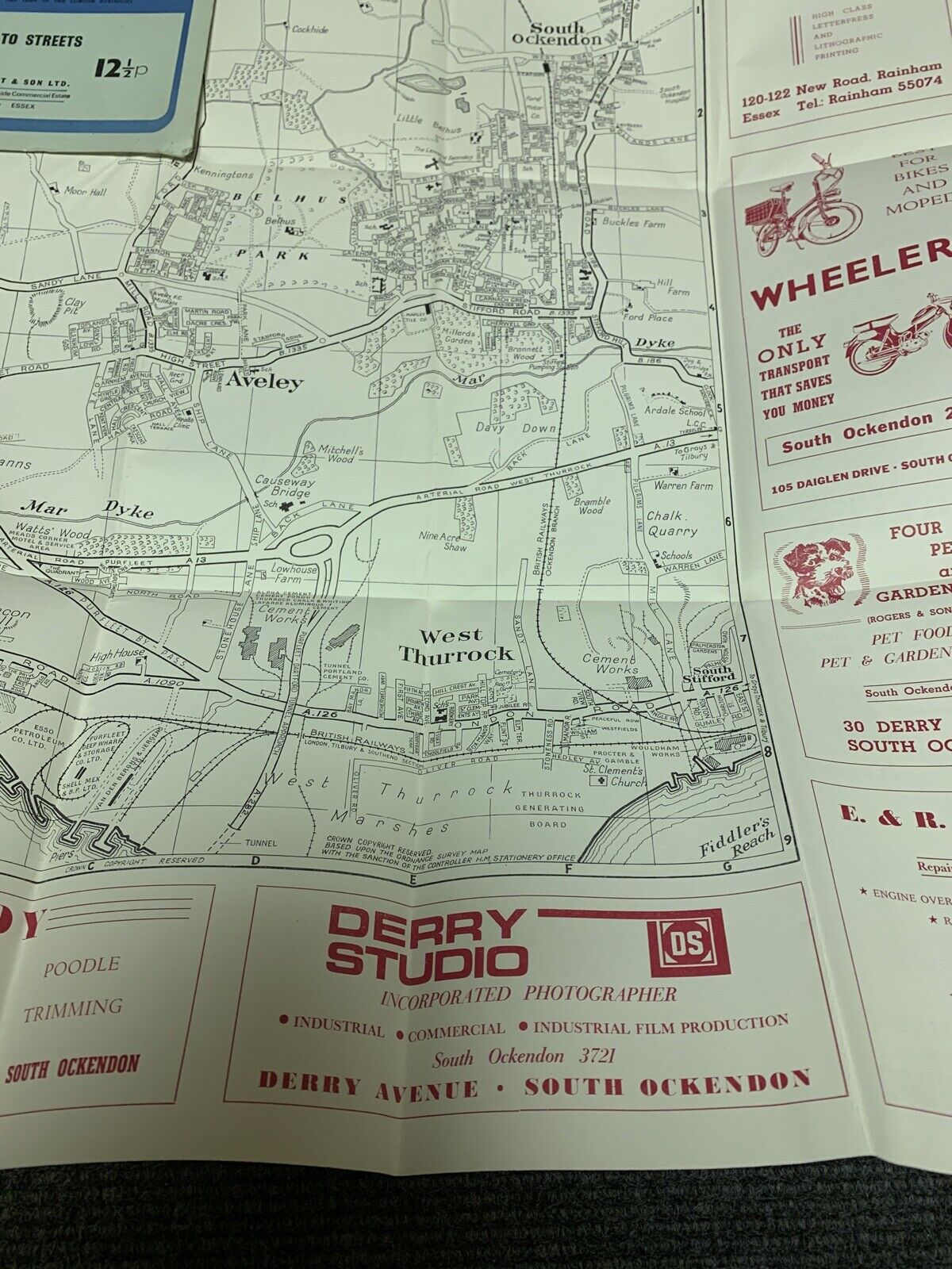 Aveley & West Thurrock Essex - Barnett 1970s? Plan Map - Advertising