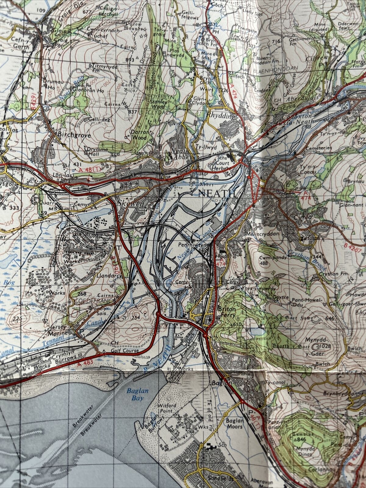 SWANSEA 1966 Edition Ordnance Survey One Inch Map No 153 Neath Oxwich