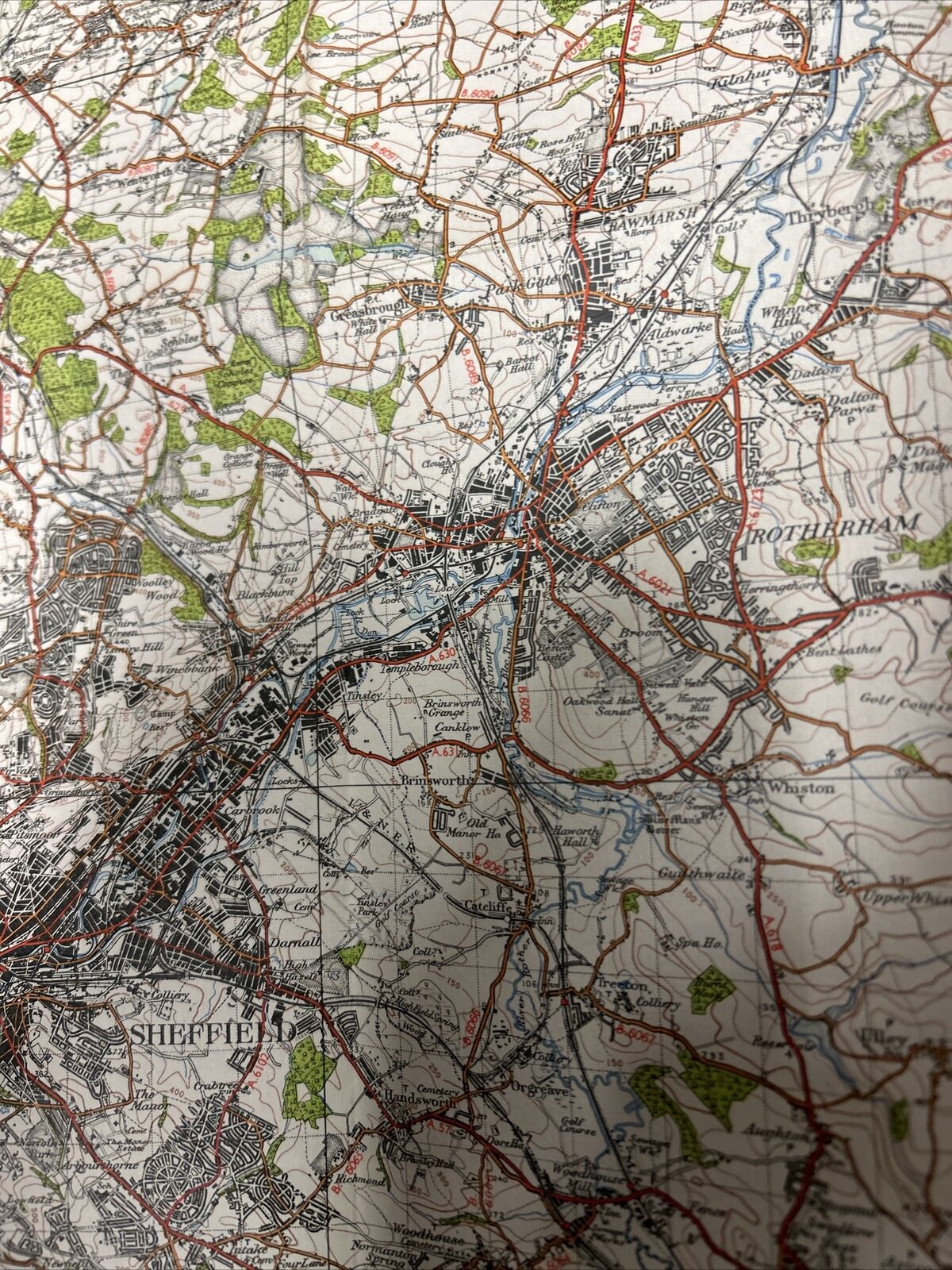 DONCASTER Ordnance Survey Cloth One Inch Map 1947 Sixth Edition Sheet 103 Bawtry