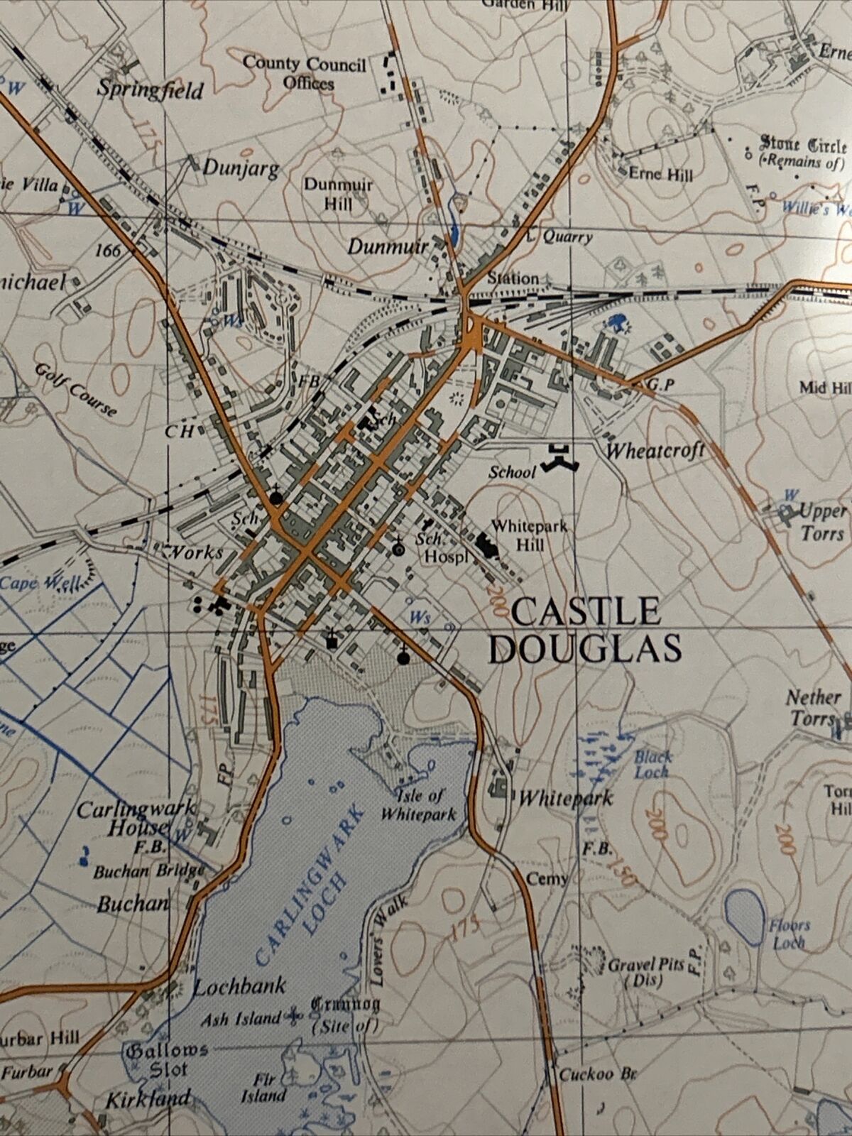 CASTLE DOUGLAS Ordnance Survey 1:25,000 First Series Sheet NX76 1972 Loch Ken