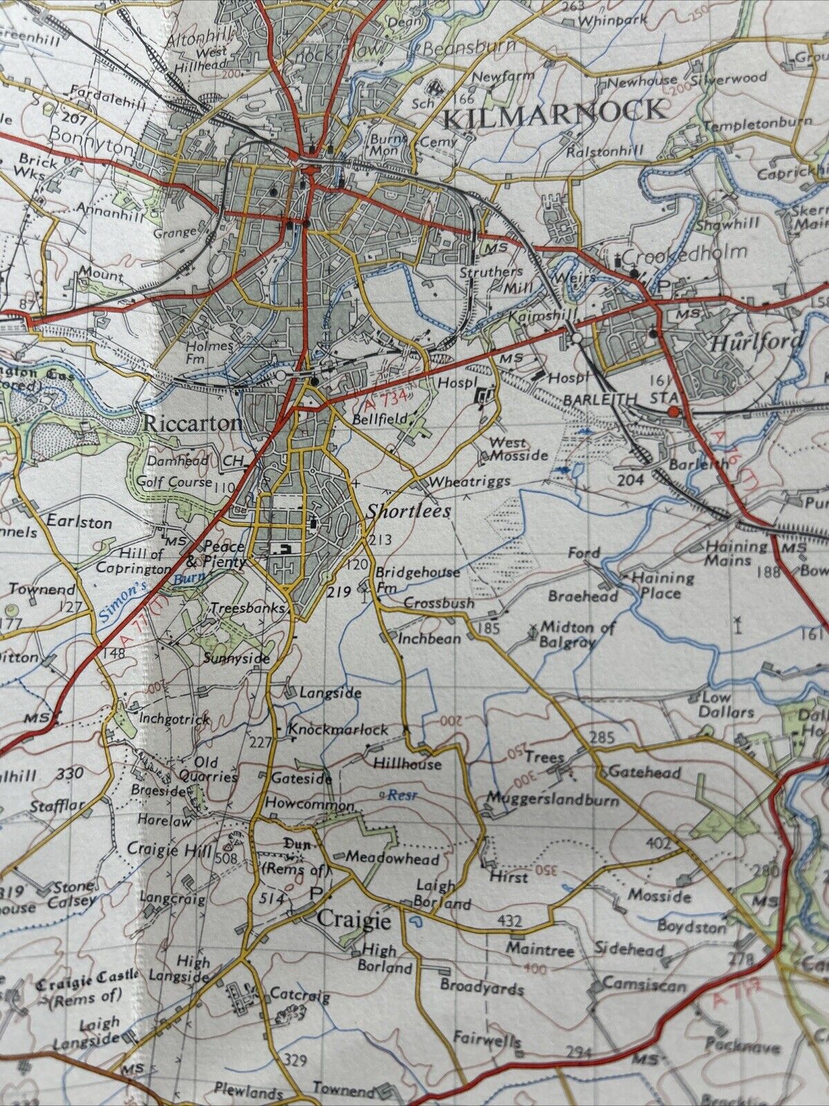 AYR Ordnance Survey Seventh Series CLOTH One inch 1955 Sheet 67 Kilmarnock