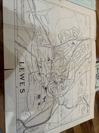 LEWES Street Plan & Road Map Of Sussex Brighton Barnetts 1950s? Advertising