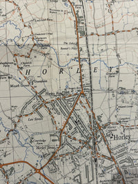 HORLEY SURREY Ordnance Survey Sheet TQ 24 Two  & Half Inch MAP 1957 Gatwick