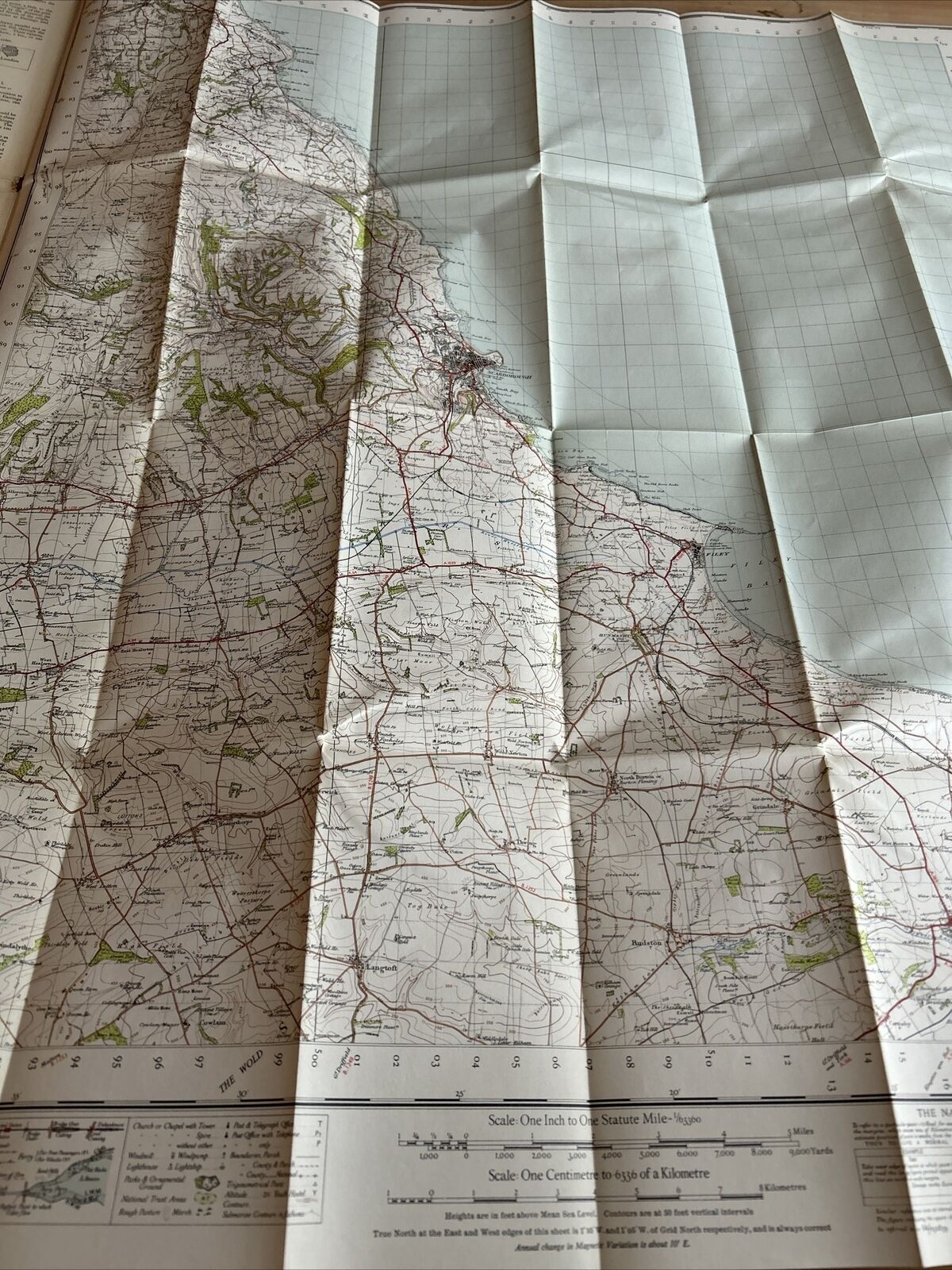 SCARBOROUGH Ordnance Survey Map 1 Inch 1947 Sheet 93 Paper Sixth Edition