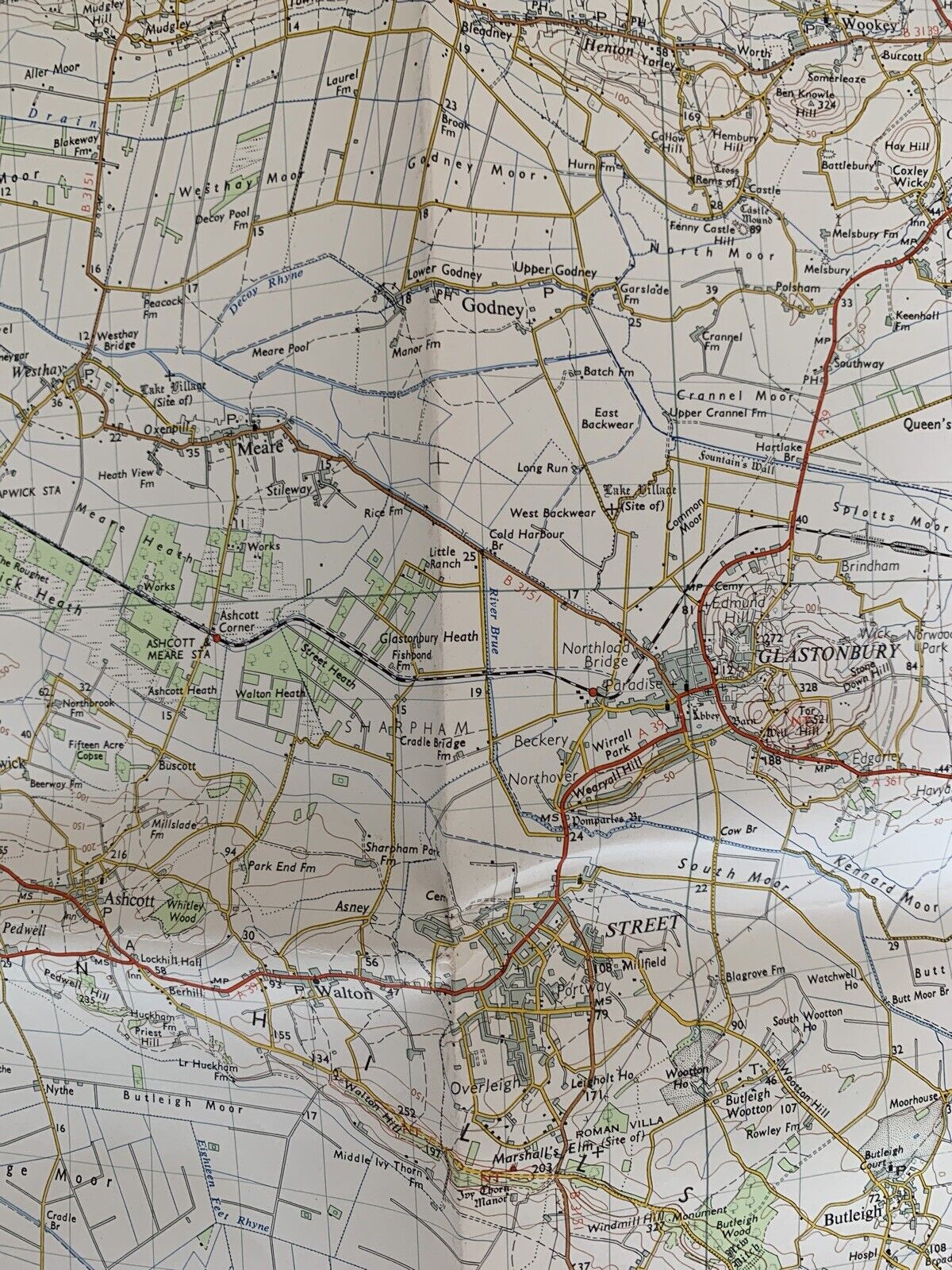 Weston Super Mere - Ordnance Survey Paper Map 1961 Sheet 165 7th Series