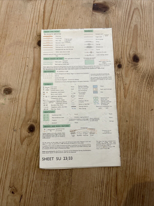 THE WALLOPS Pathfinder Ordnance Survey SU23/33 1:25000 1980 Stockbridge Boscombe