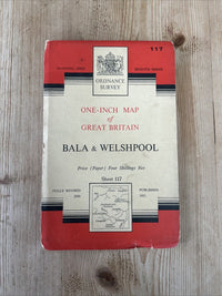 BALA & WELSHPOOL Ordnance Survey Seventh Series Map One In 1953 Sheet 117 Corwen