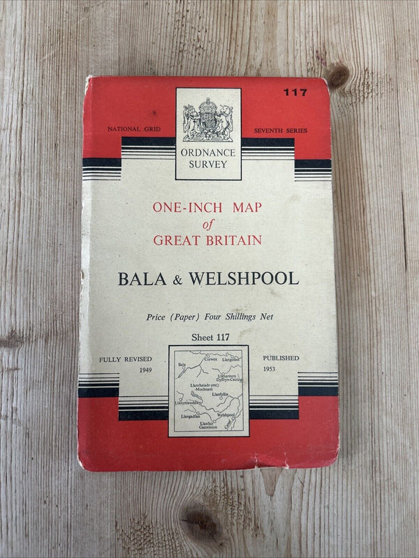 BALA & WELSHPOOL Ordnance Survey Seventh Series Map One In 1953 Sheet 117 Corwen