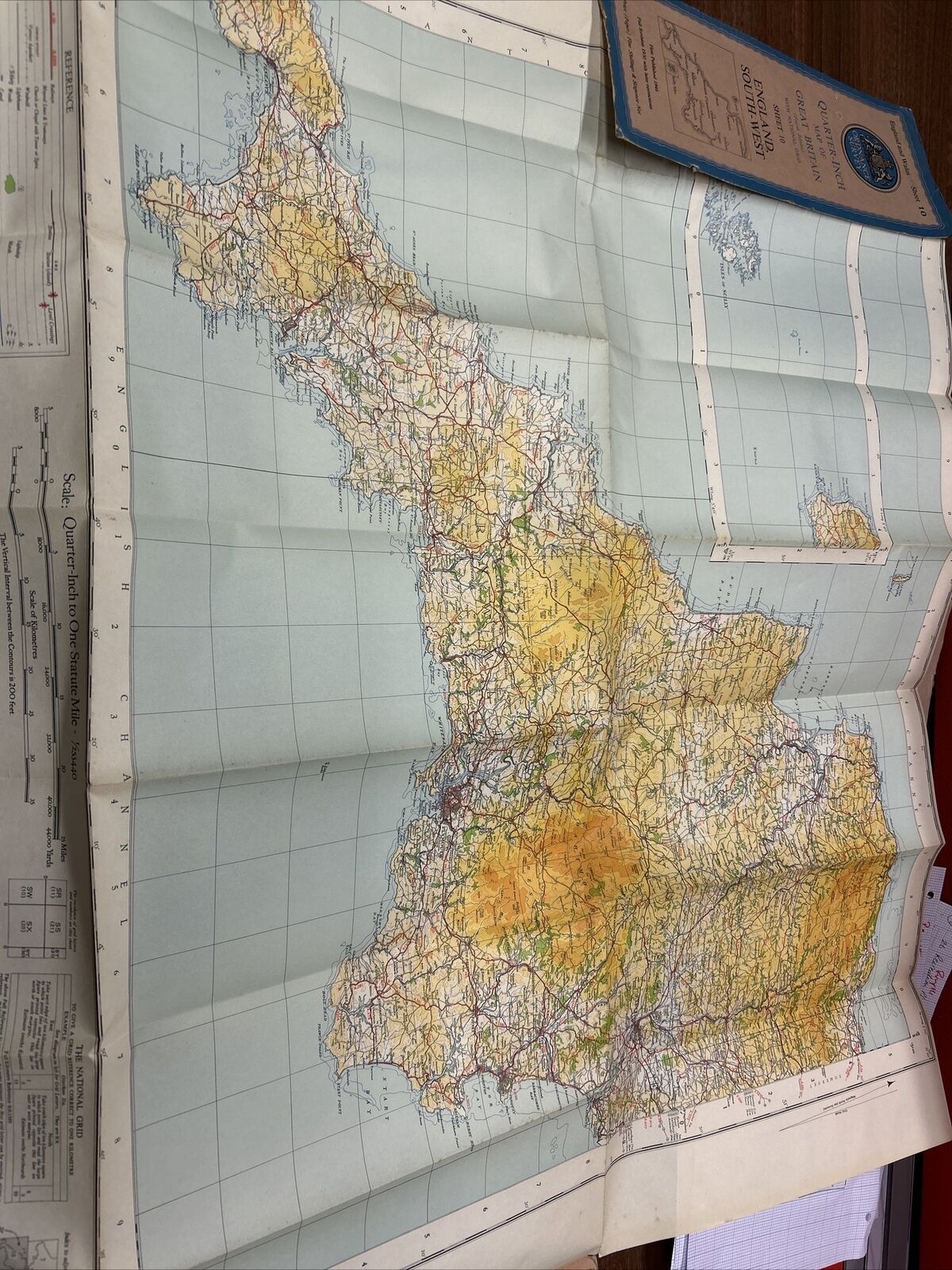 ENGLAND SOUTH-WEST Ordnance Survey Paper Sheet 10 Quarter Inch Map 4th Ed 1946