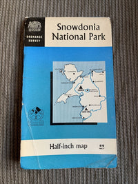 SNOWDONIA Ordnance Survey Map 1966 National Park Half Inch Colour Paper