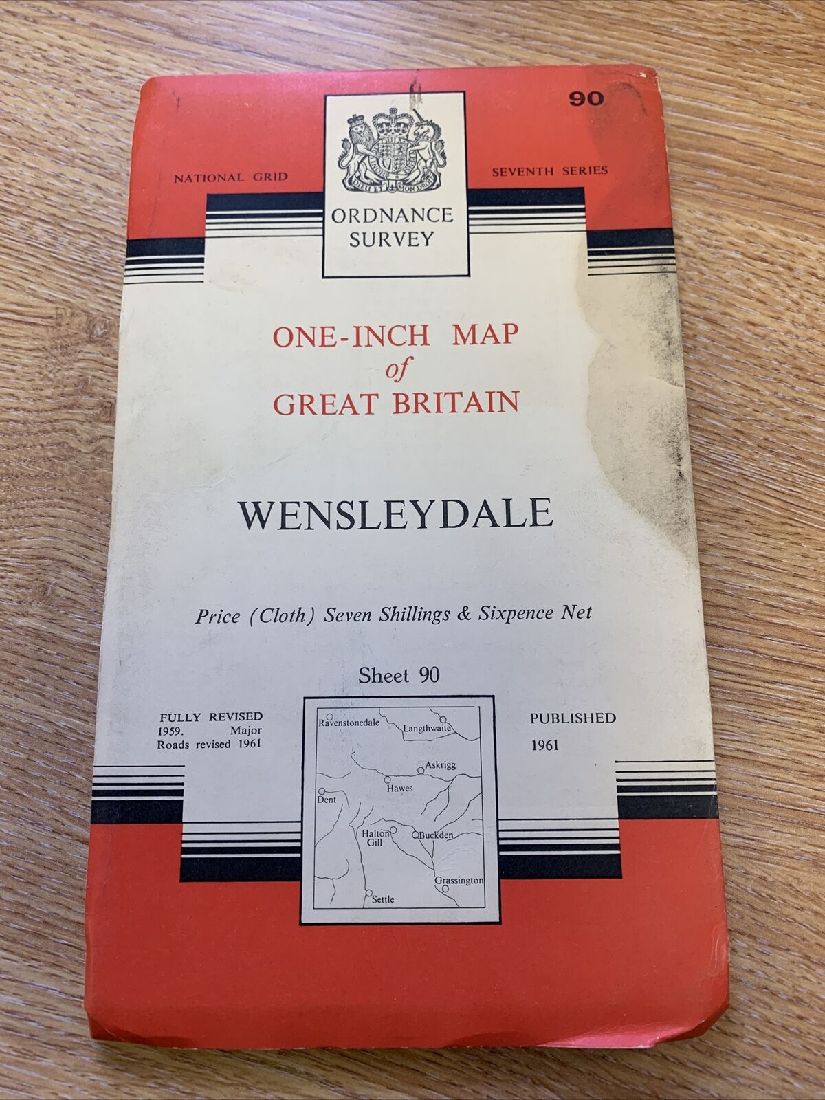 Wensleydale No 90 1961 Cloth Seventh Series Ordnance Survey One Inch Map