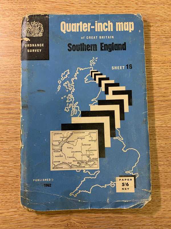 Southern England -Ordnance Survey Quarter Inch Sheet 16 1962 Map Bristol Cardiff