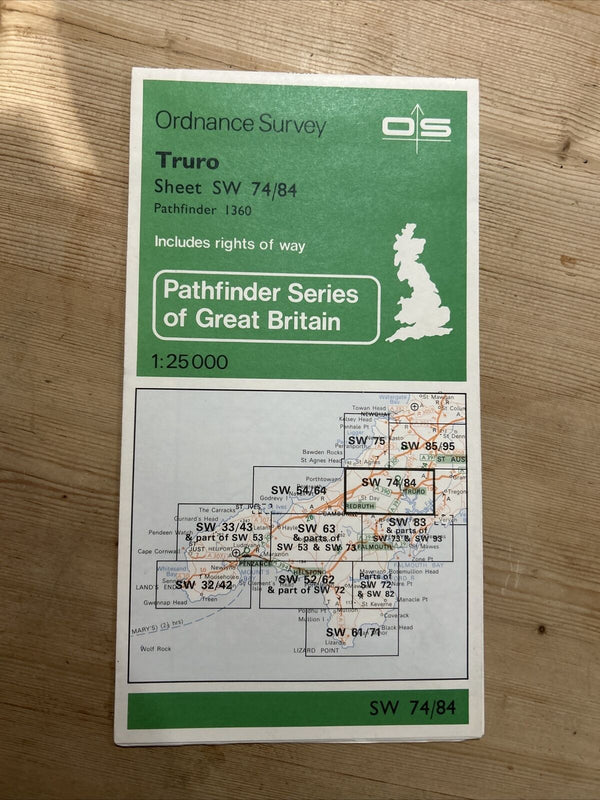 TRURO Pathfinder Ordnance Survey SW74/84 1:25,000 1977 Probus Chacewater