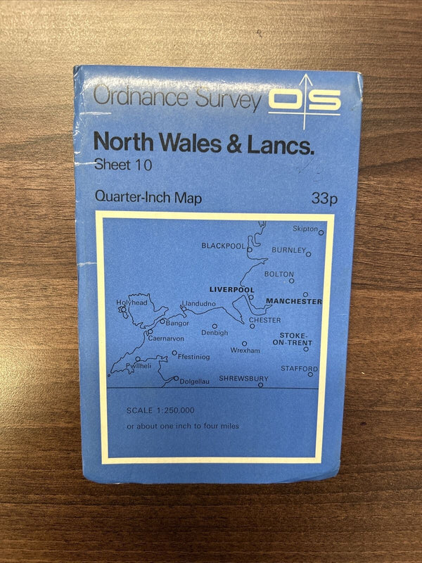 NORTH WALES & LANCASHIRE 1972  Ordnance Survey Quarter Inch Map Sheet 10