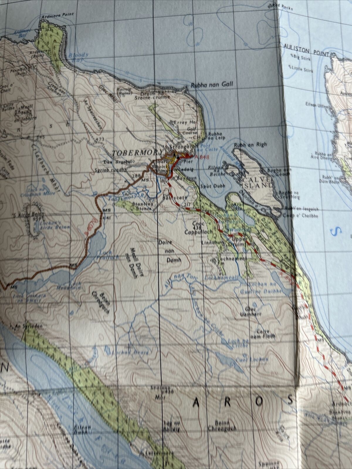 SOUND OF MULL Ordnance Survey Seventh Series CLOTH One inch 1956/62 Sheet 45