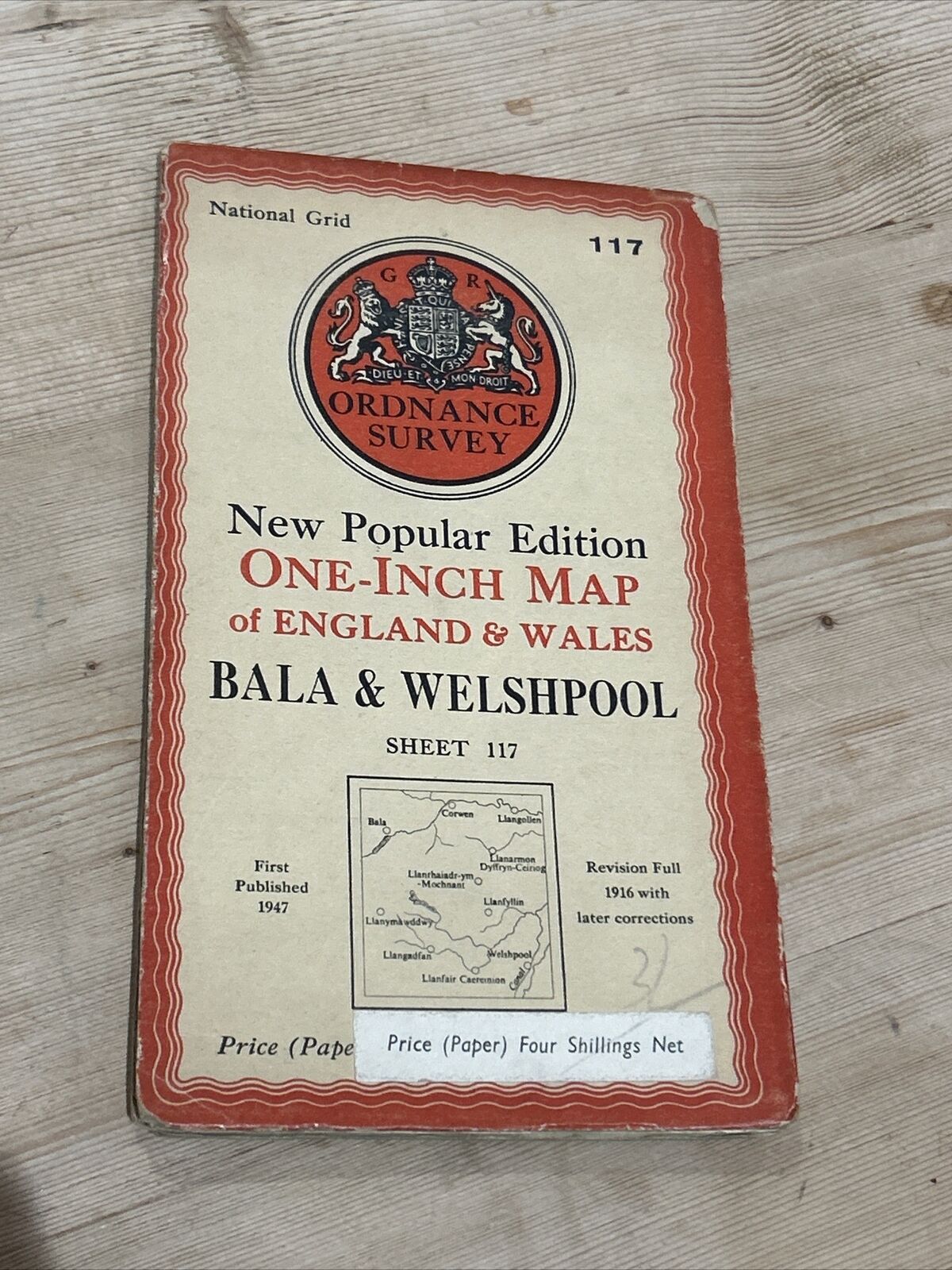 BALA & WELSHPOOL Ordnance Survey Map One Inch 1947 Sheet 117 Paper Sixth Edition