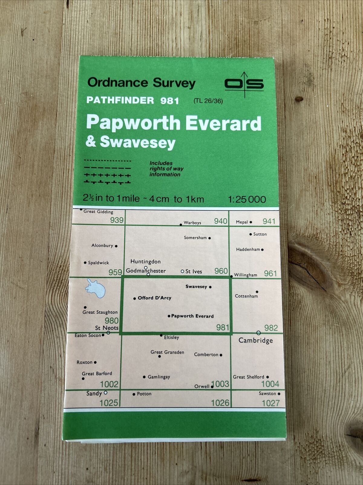 PAPWORTH EVERARD & SWAVESEY Ordnance Survey Pathfinder Map 981 TL26/36 1986