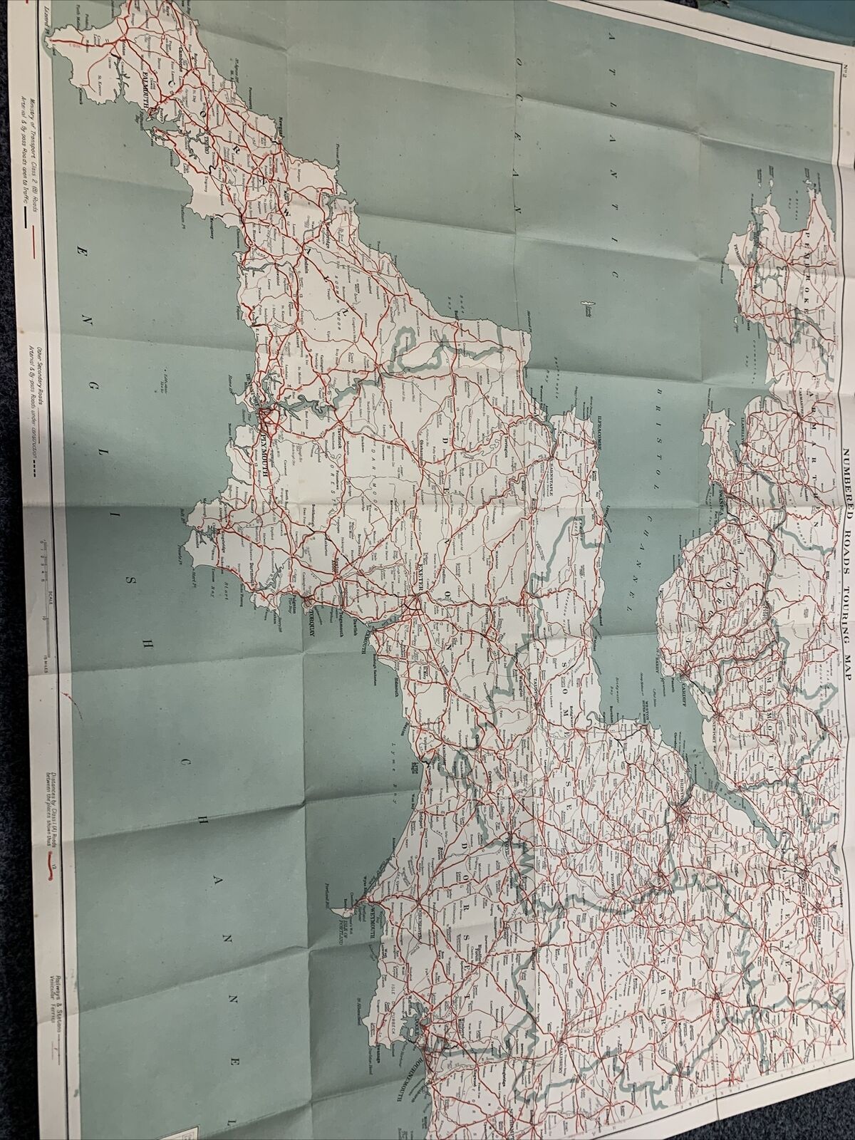 SOUTH WEST COUNTIES Numbered Road Map 2 Of 4 GEOGRAPHIA Cloth 31 X 40 In Devon