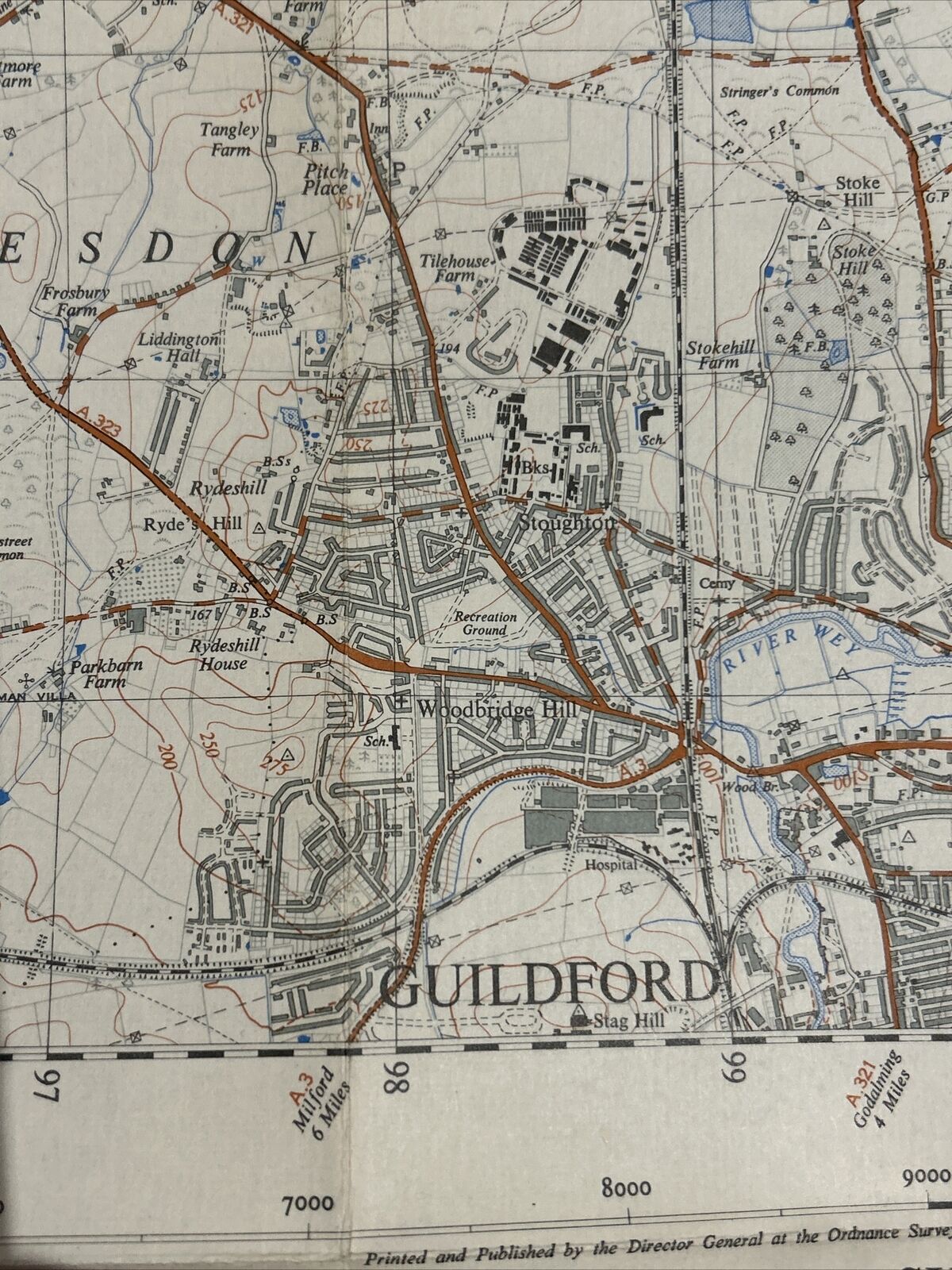 GUILDFORD Pirbright Ordnance Survey Sheet 41/95 1:25000 1949 Surrey CLOTH