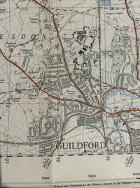 GUILDFORD Pirbright Ordnance Survey Sheet 41/95 1:25000 1949 Surrey CLOTH