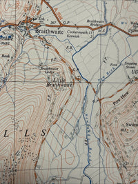 KESWICK Cumbria Ordnance Survey Sheet NY 22 Two & Half Inch MAP 1952 Derwent