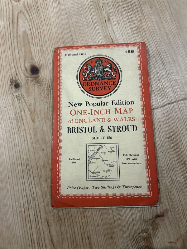 BRISTOL & STROUD Ordnance Survey Paper Sixth Series 1946 Sheet 156 One Inch