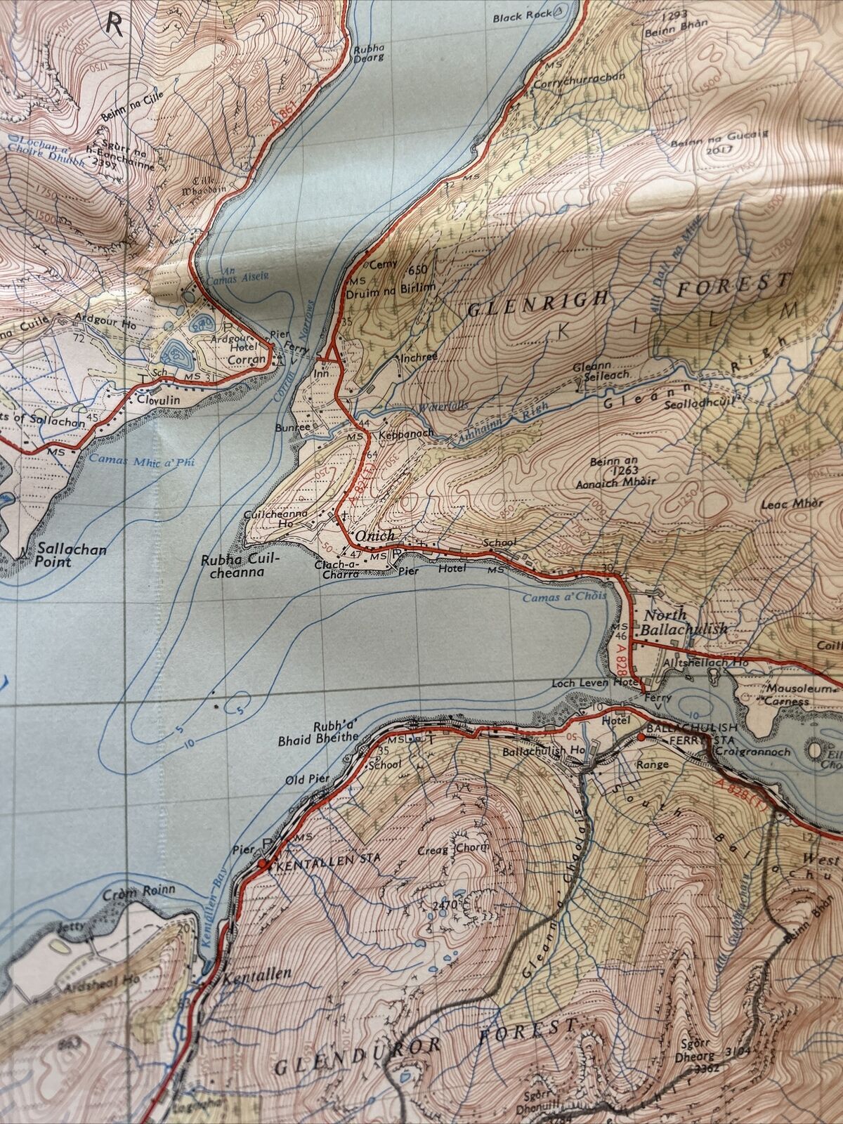 LOCH LINNHE Ordnance Survey Seventh Series CLOTH One inch 1956 Sheet 46