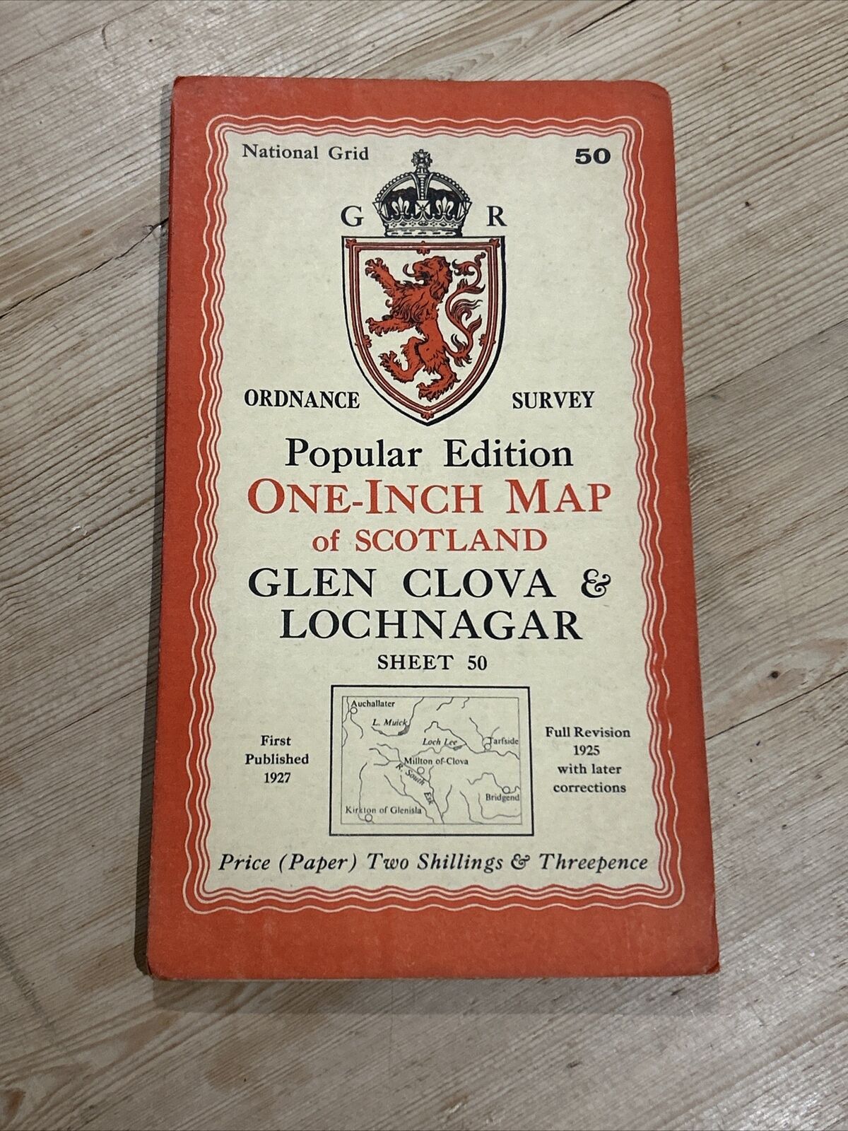 GLEN CLOVA & LOCHNAGAR Ordnance Survey One Inch Sheet 50 Popular Ed 1927