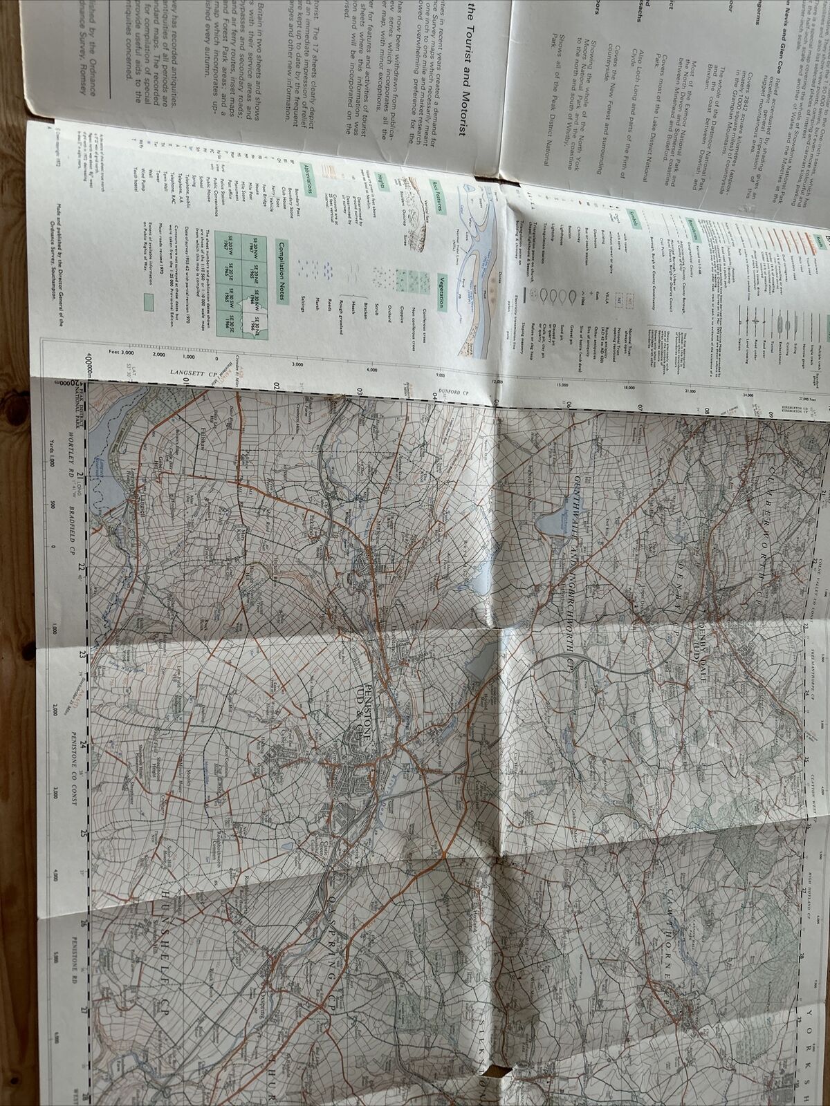 BARNSLEY Ordnance Survey Second Series Map SE20/30 1972 PENISTONE Cawthorne