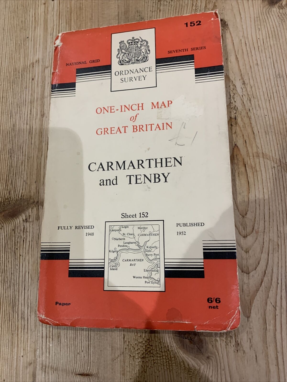 CARMARTHEN & TENBY Wales Ordnance Survey Map One Inch 1966 Sheet 152 Paper