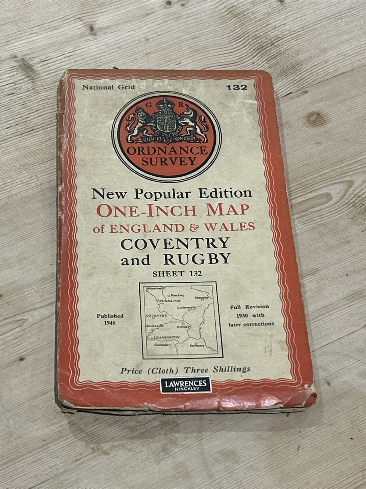 COVENTRY & RUGBY Ordnance Survey CLOTH Sixth Series 1 inch 1946 Sheet 132