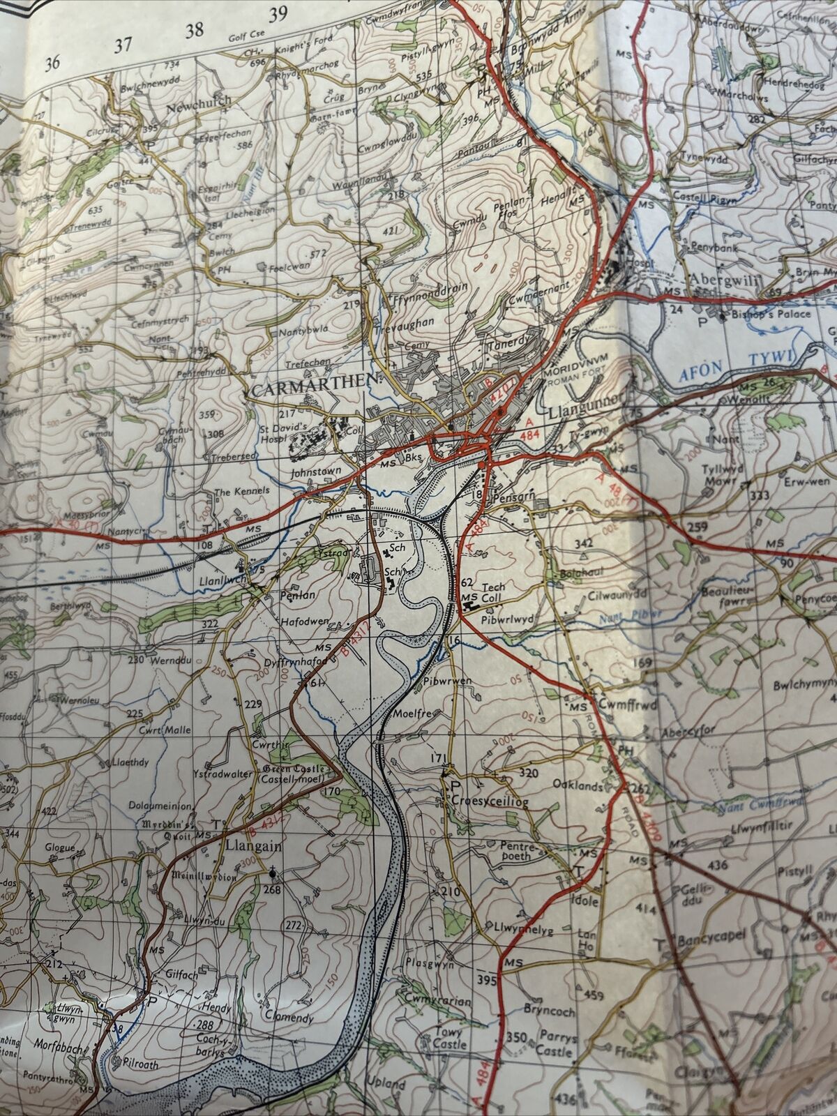 CARMARTHEN & TENBY 1966 Edition Ordnance Survey One Inch Map No 152 South Wales