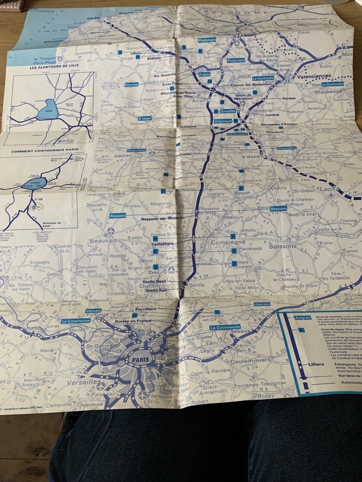 France - Pas De Calais Map 1983 Autoroutes To Paris 