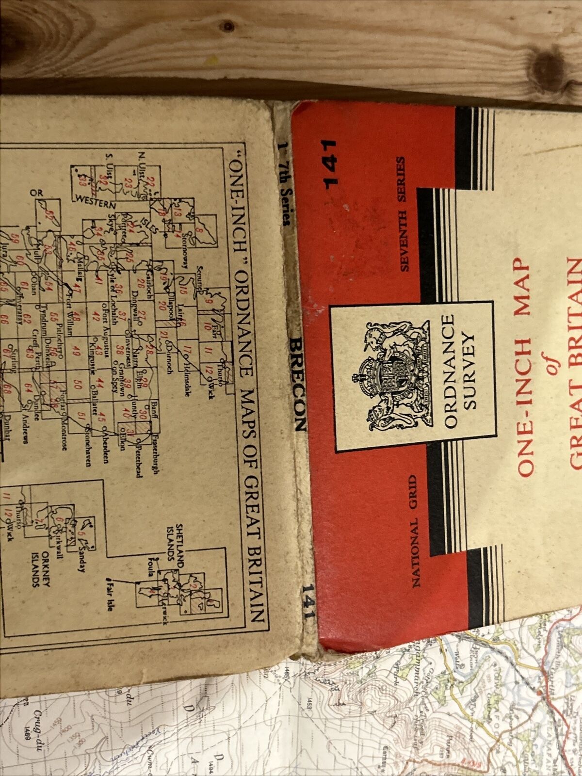 BRECON Ordnance Survey Paper Map 1952 Seventh Series Sheet 141 Brynmawr