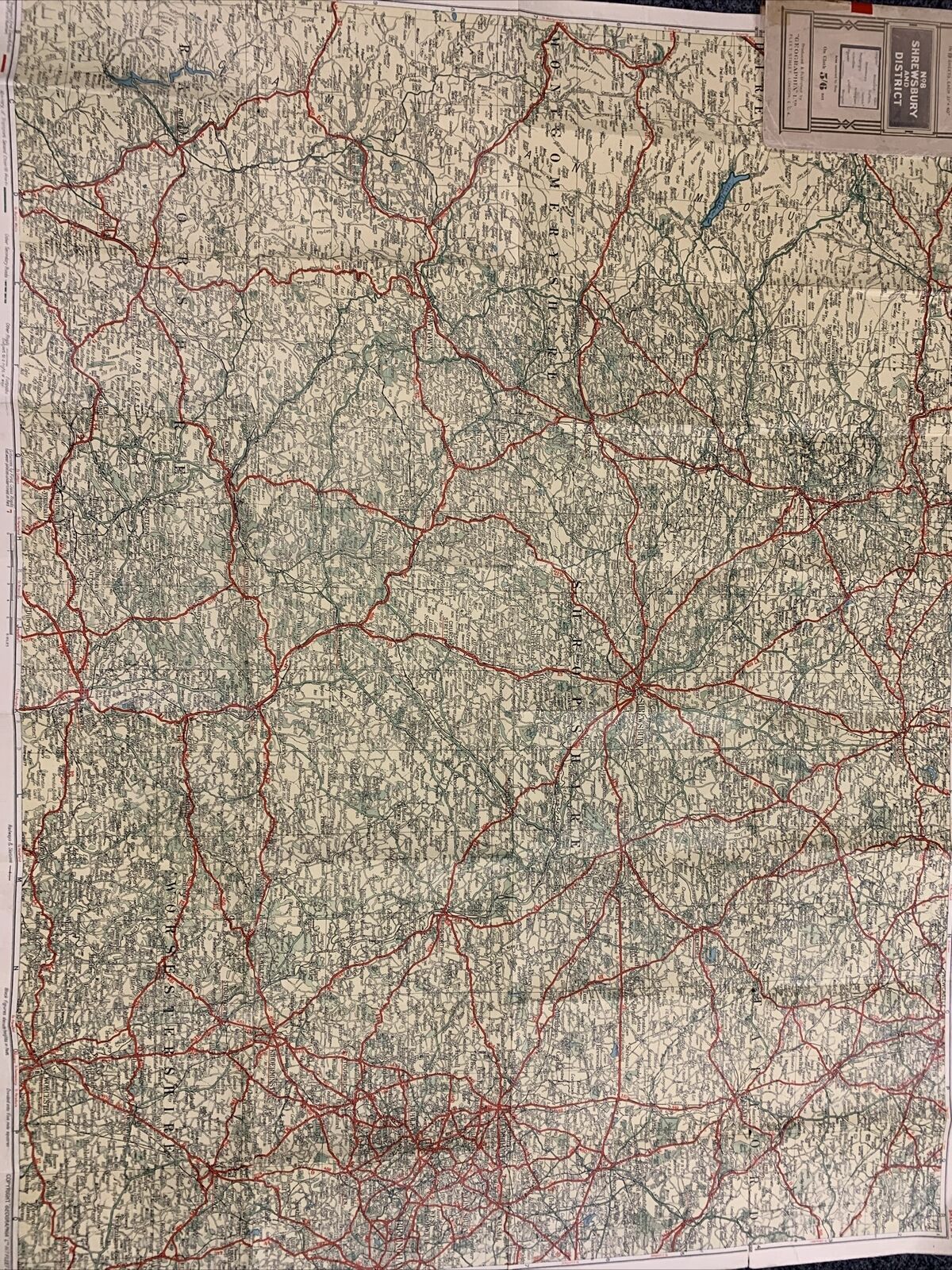 SHREWSBURY & DISTRICT Map 8 Of 19 GEOGRAPHIA Cloth 31 X 40 Cannock Llangollen