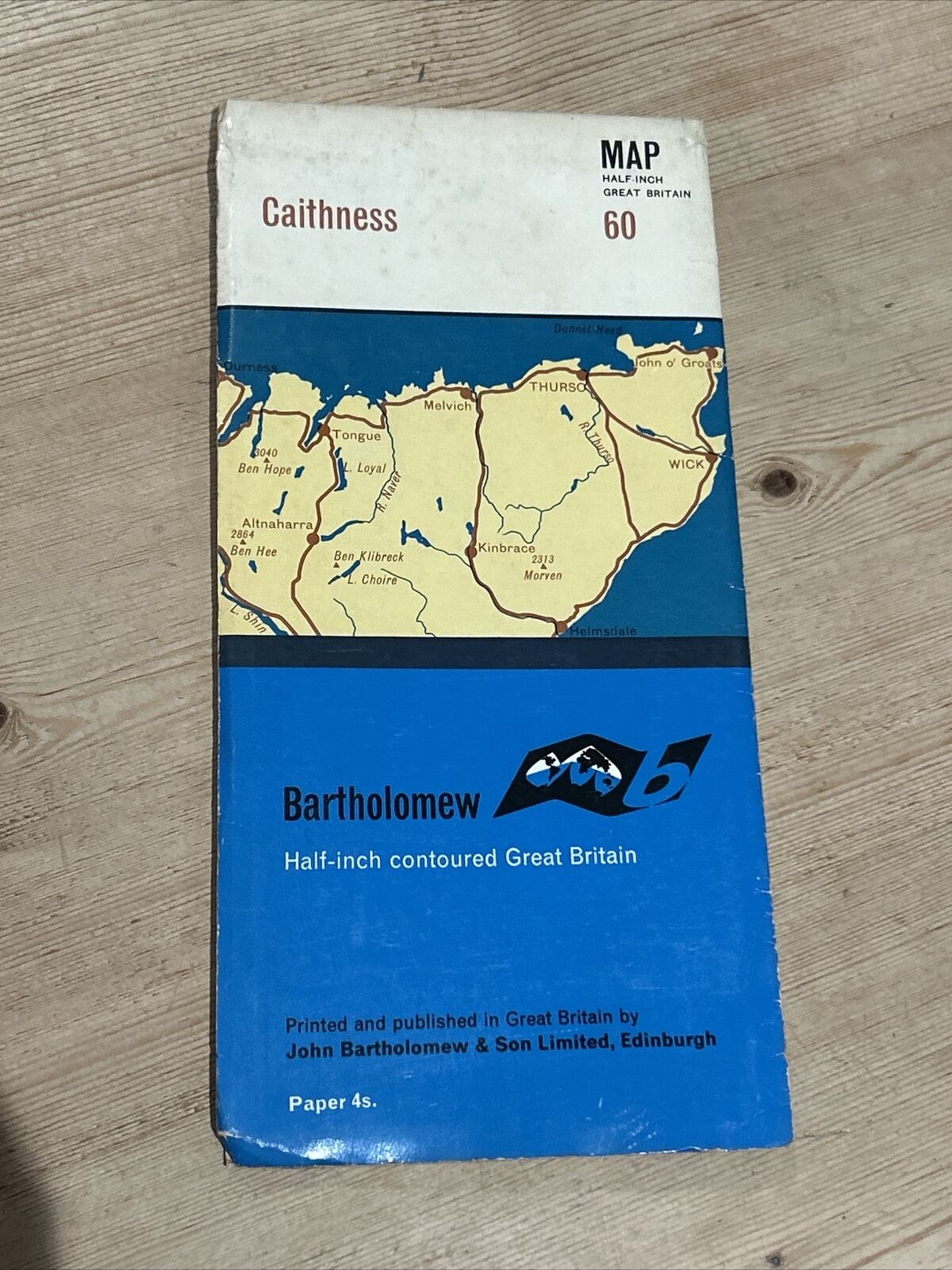 CAITHNESS Bartholomew  Half Inch Map 1967 No 60 Clyth Ness Thurso Rabbit Islands