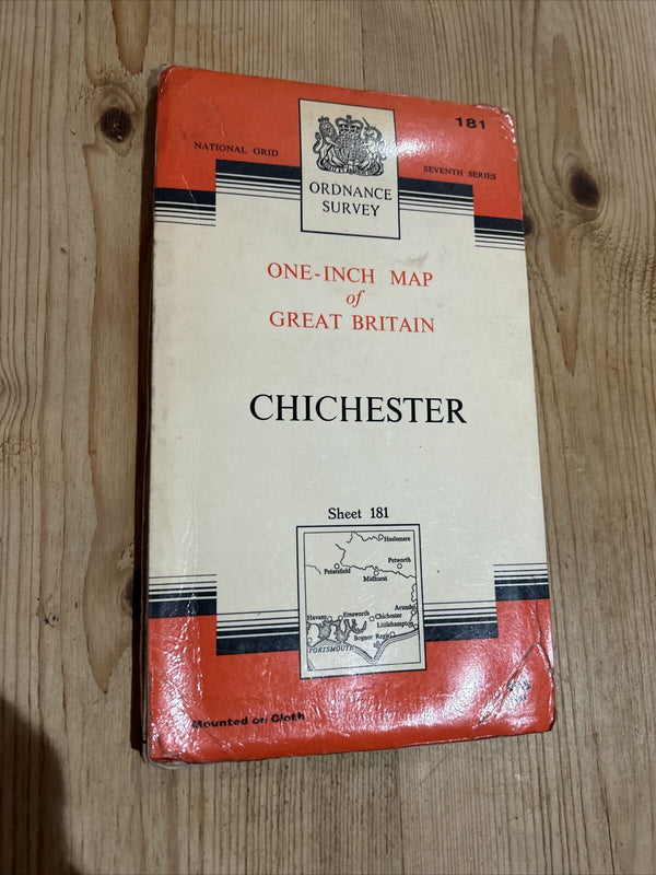 CHICHESTER Ordnance Survey Seventh Series CLOTH 1-inch 1960 Sheet 181 Portsmouth