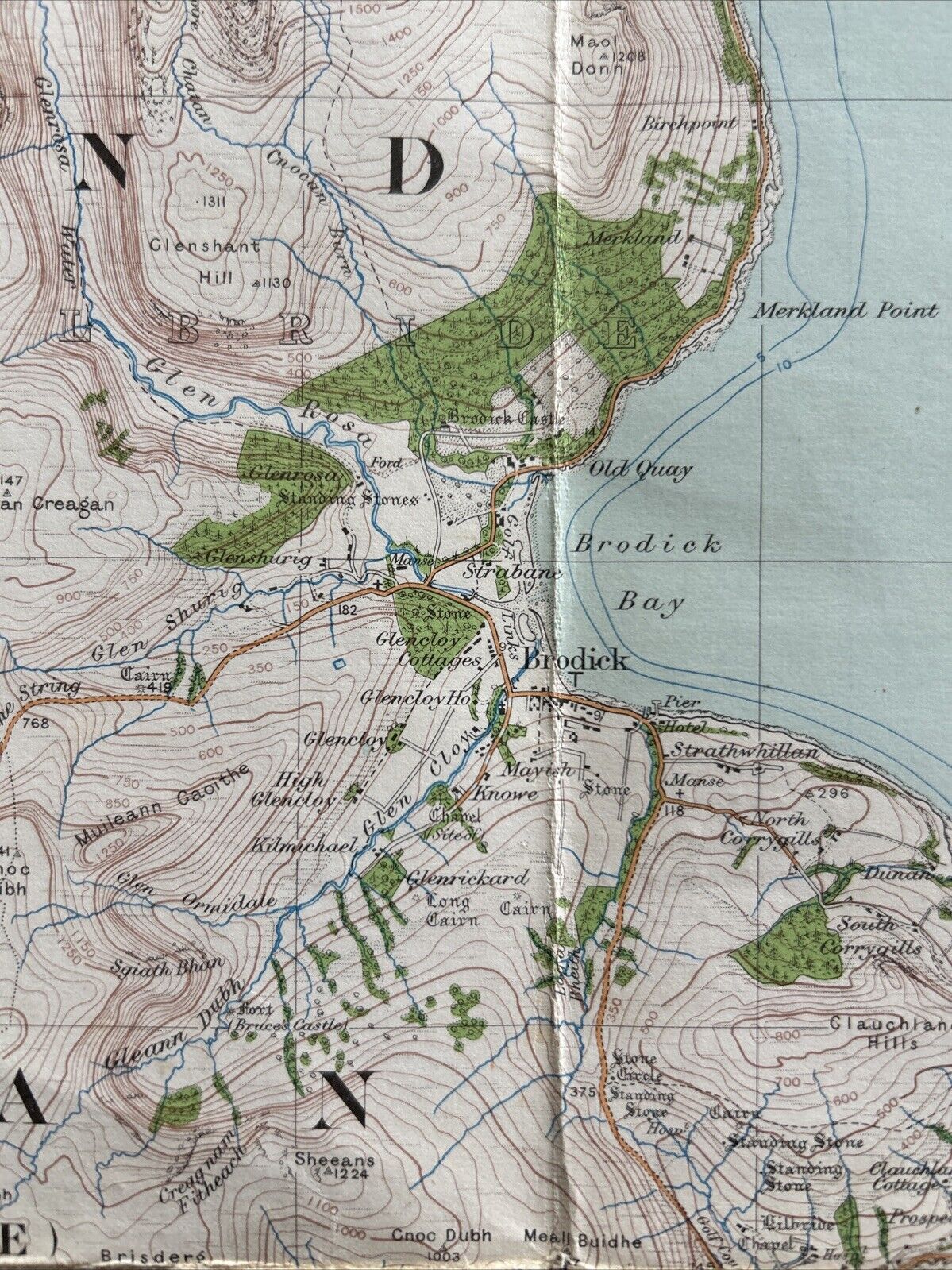 ISLAND OF ARRAN Ordnance Survey One Inch CLOTH Sheet 77 Popular Edition 1926