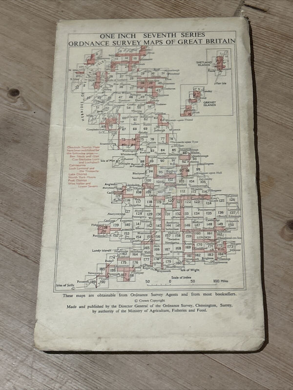 LOCH AWE CLOTH Ordnance Survey 1956 Seventh Series No 52 Lochgilphead Shuna