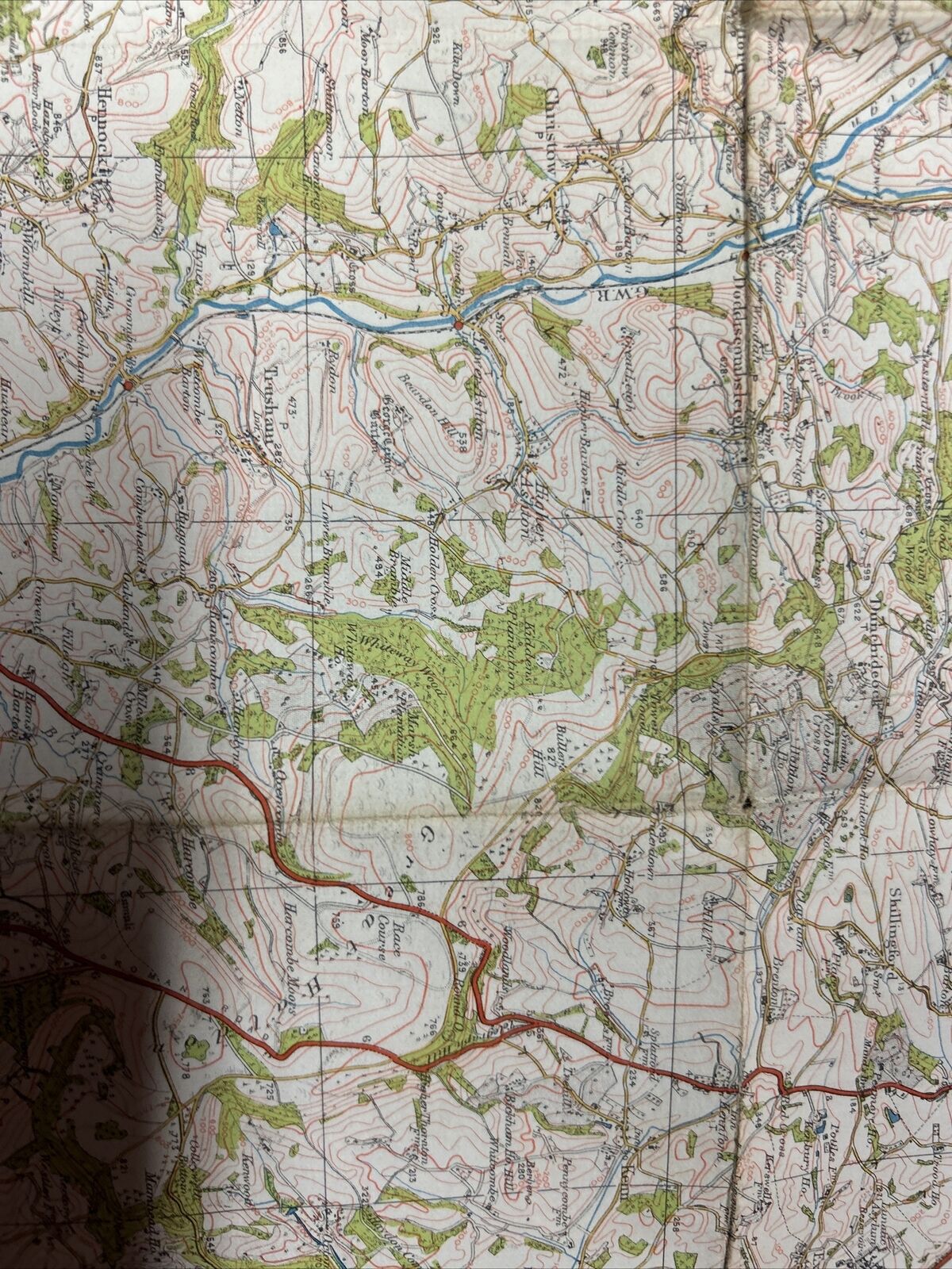 DARTMOUTH & EXETER Ordnance Survey Cloth One Inch Map 1919 Sheet 138 Contoured