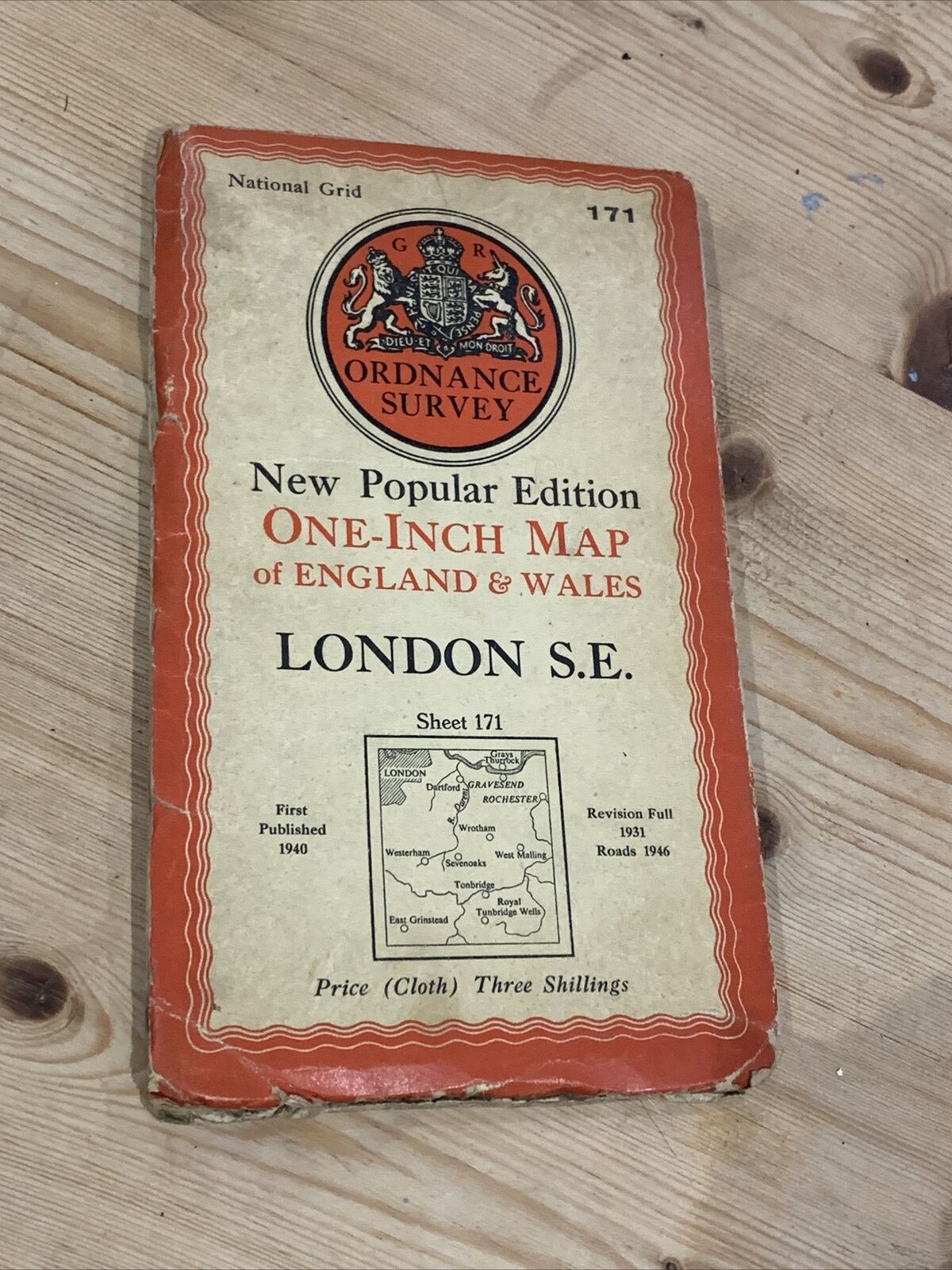 LONDON SOUTH WEST Ordnance Survey CLOTH 6th Series 1-inch 1940 Rev 46 Sheet 171