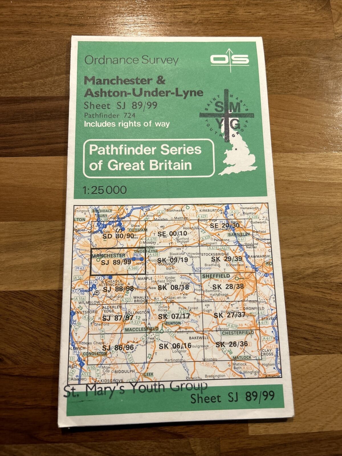 MANCHESTER & ASHTON UNDER LYNE Pathfinder Ordnance Survey SJ89/99 1:25000 1982