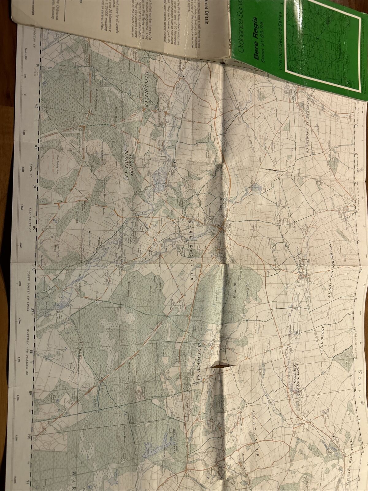 BERE REGIS Ordnance Survey Second Series 1:25,000 Map SY89/99 1972