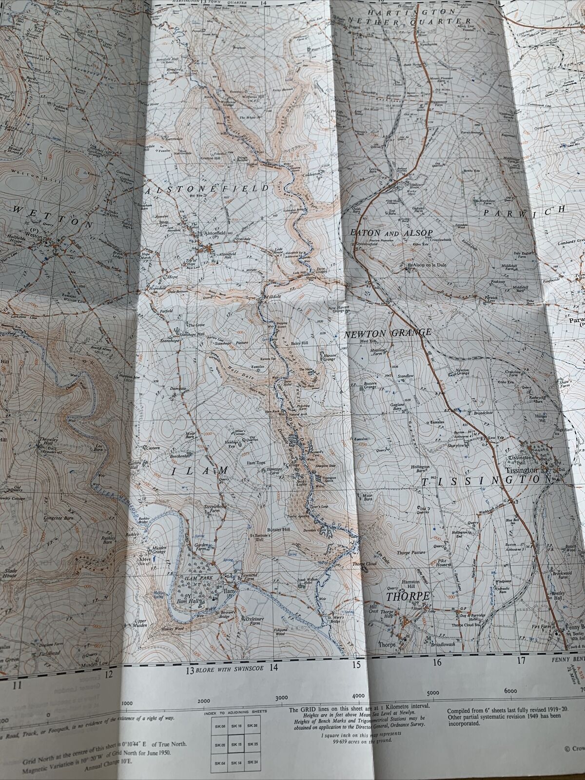 ALSTONFIELD Ordnance Survey Sheet SK15 Map 1:25,000 First Series 1961 Revisions