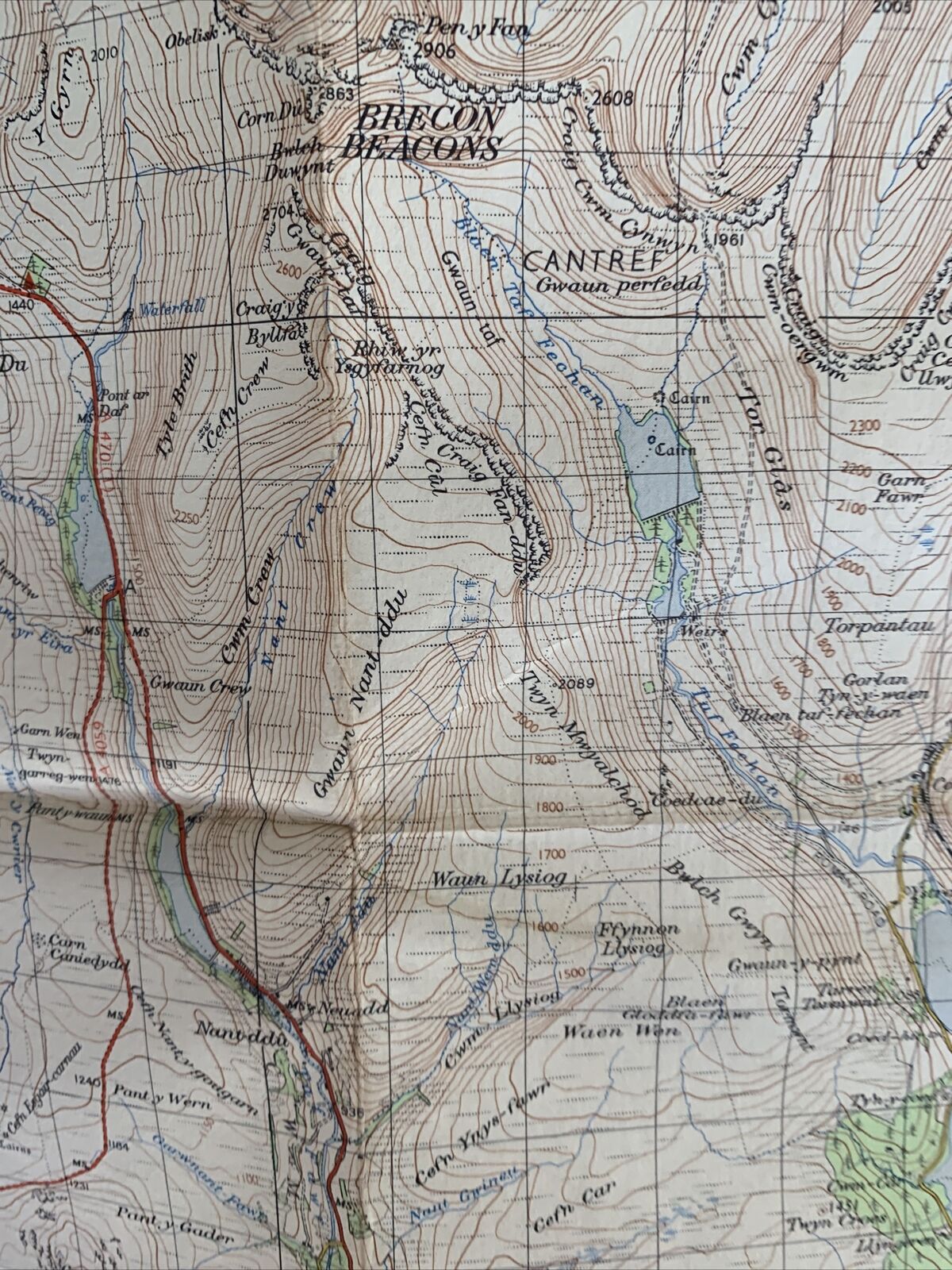 BRECON Wales Ordnance Survey Cloth Seventh Series Map No 141 1952