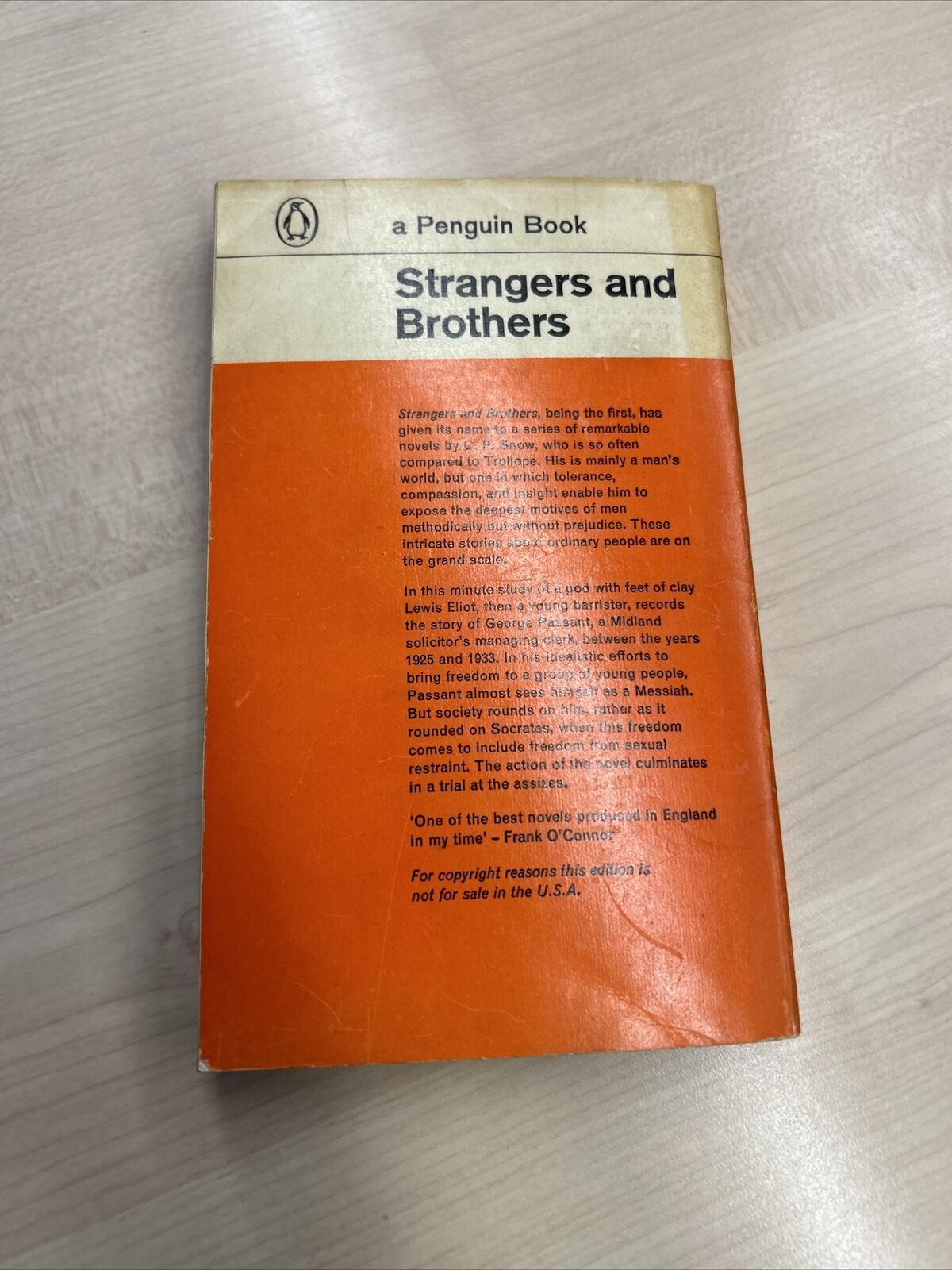 STRANGERS AND BROTHERS - CP SNOW - Penguin Books No 1765 1963 Barrister Midlands